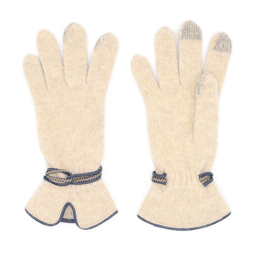 Woolen cream and navy gloves